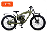 PHATMOTO™ ALL TERRAIN Fat Tire 2023 - 79cc Motorized Bicycle 7-Speed (Matte Army Green) - Gasbike.net