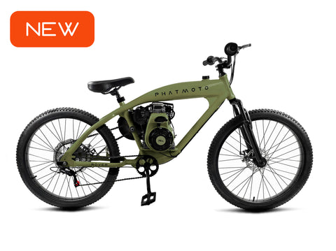 PHATMOTO™ Rover 2023 - 79cc Motorized Bicycle 7-Speed (Matte Green) - Gasbike.net
