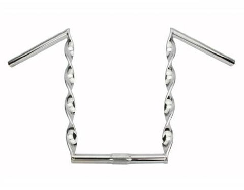 Flat Twisted Handlebar 15" 25.4mm Chrome. Bike handle bar, bicycle handle bar, lowrider handle bar, chopper, beach cruiser lowrider bike part - Gasbike.net
