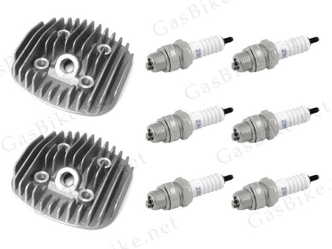 Cylinder Head (2x) and Spark Plug (6x) Combo - Free Shipping - Gasbike.net