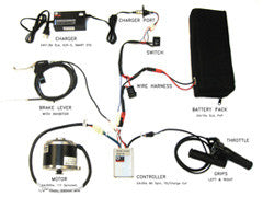 eZip 500 Watts Electric Motorized Bicycle Scooter 10 Parts Kit - Gasbike.net