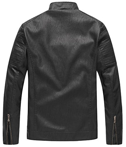 Wantdo Men's Vintage Stand Collar Motorcycle Leather Jacket - Gasbike.net