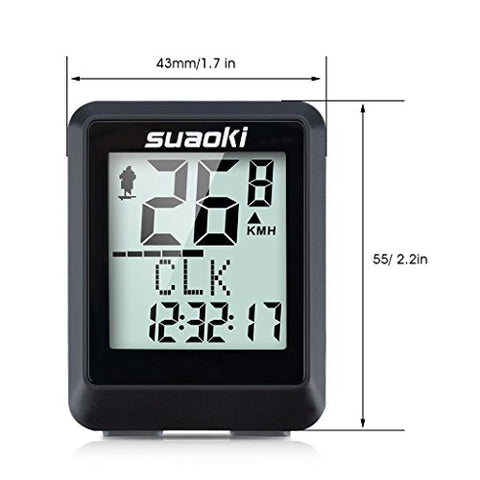 Suaoki Wireless Bike Computer Bicycle Speedometer Bike Odometer with LCD Backlight, 5 Language Displays, Auto Power On/Off Systems, Multi Function for Cycling - Gasbike.net