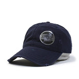 Plain Washed Cotton Twill Distressed with Heavy Stitching Low Profile Adjustable Baseball Cap - Gasbike.net