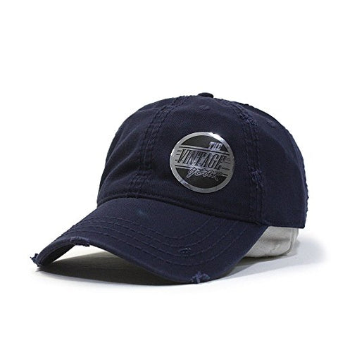 Plain Washed Cotton Twill Distressed with Heavy Stitching Low Profile Adjustable Baseball Cap - Gasbike.net