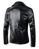 New Mens Causal Belted Design Slim Pu Leather Biker Zipper Jacket Coat - Gasbike.net