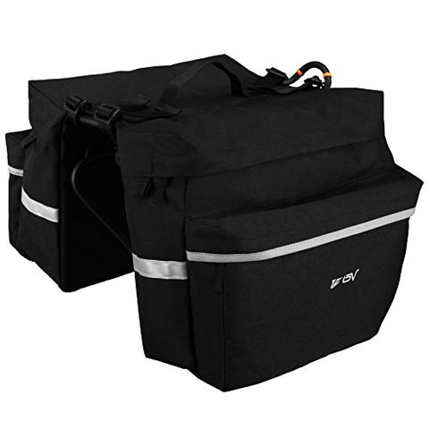 BV Bike Bag Bicycle Panniers with Adjustable Hooks, Carrying Handle, 3M Reflective Trim and Large Pockets - Gasbike.net