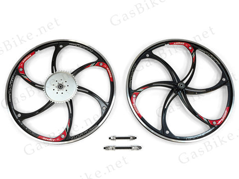 Aluminum Mag Wheels with 44T Sprocket - HY22 (Black) - Gasbike.net