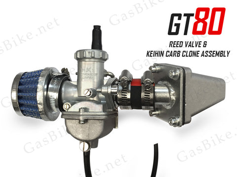 GT80 Reed Valve & Keihin Carburetor Clone Assembly - Gasbike.net
