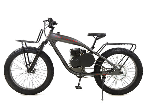 PHATMOTO™ ALL TERRAIN Fat Tire 2023 - 79cc Motorized Bicycle 7-Speed (Matte Graphite) - Gasbike.net