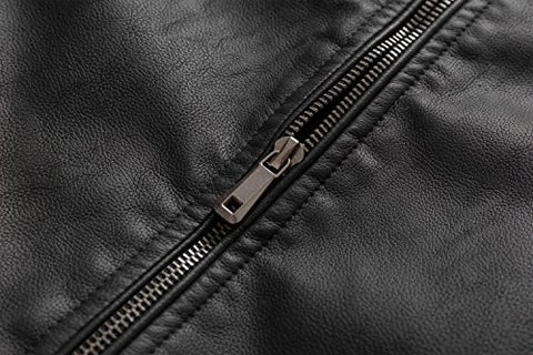 Wantdo Men's Vintage Stand Collar Motorcycle Leather Jacket - Gasbike.net