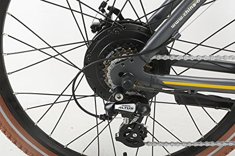 Onway 26" 7 Speed Powers Assist Electric Bicycle Lithium Battery Motorized Ebike, 500w Powerful Bike Rear Motor, Hidden Lithium Battery, LED bike Light, Brown Tire for Beach Snow Riding - Gasbike.net