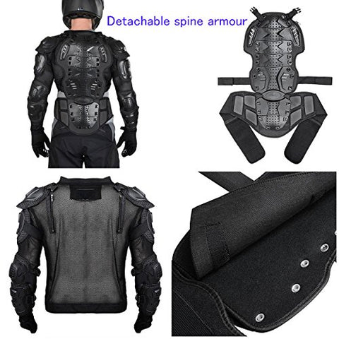 Webetop Mens Mesh Motorcycle Protective Jacket With Armor Full Body Spine Chest Shoulder Arm Protector Gear for Motorbike Motorcross Racing MTB Black M - Gasbike.net
