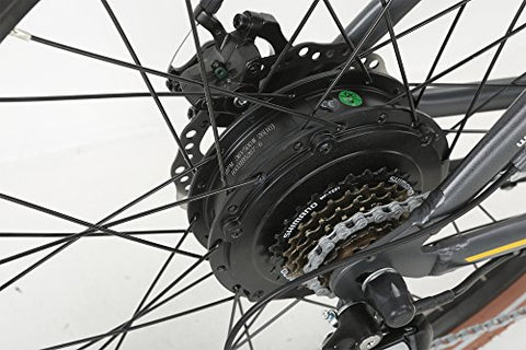 Onway 26" 7 Speed Powers Assist Electric Bicycle Lithium Battery Motorized Ebike, 500w Powerful Bike Rear Motor, Hidden Lithium Battery, LED bike Light, Brown Tire for Beach Snow Riding - Gasbike.net