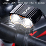 Victagen Bike Front Light,Super Bright Waterproof Bicycle Headlight,USB Rechargeable 2400 Lumens Road Bike Headlamp With Tail Light,Easy To Install LED Flashlight for Cycling,Commuting,Riding - Gasbike.net