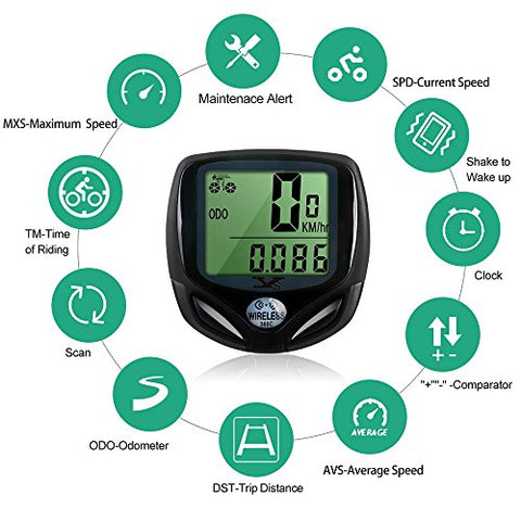 Bicycle Speedometer and Odometer Wireless Waterproof Cycle Bike Computer with LCD Display & Multi-Functions by YS - Gasbike.net