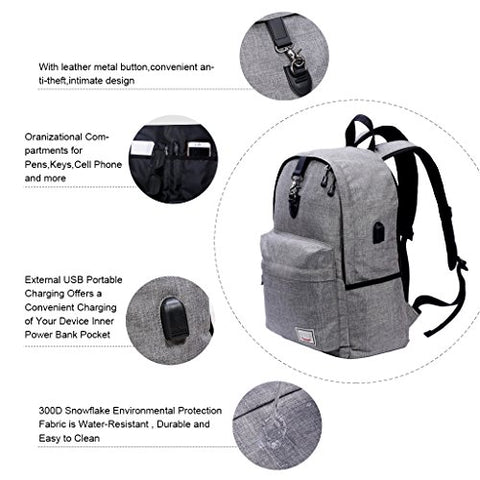 Laptop Backpack,Beyle Anti-theft Water Resistant Travel laptop backpack with USB Charging Port School Bookbag for College Travel Backpack designed for 17-Inchand Notebook,Grey - Gasbike.net