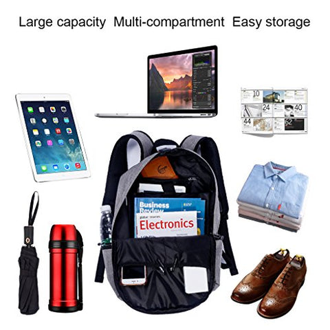 Laptop Backpack,Beyle Anti-theft Water Resistant Travel laptop backpack with USB Charging Port School Bookbag for College Travel Backpack designed for 17-Inchand Notebook,Grey - Gasbike.net