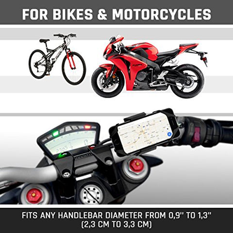 Widras New Bike Mount and Motorcycle Cell Phone Holder 2nd Generation For iPhone X 8 7 7s 6 6s 5 5s Plus Samsung Galaxy S5 S6 S7 S8 Note or any Smartphone GPS Mountain Road Bicycle Handlebar Cradle - Gasbike.net