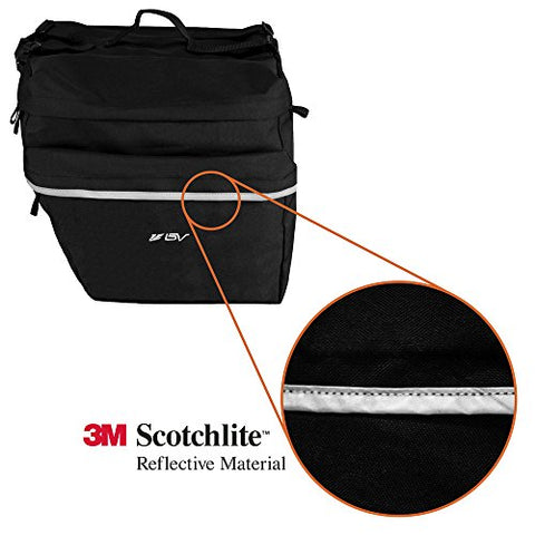 BV Bike Bag Bicycle Panniers with Adjustable Hooks, Carrying Handle, 3M Reflective Trim and Large Pockets - Gasbike.net