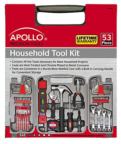 Apollo Tools DT9408 53 Piece Household Tool Set with Wrenches, Precision Screwdriver Set and Most Reached for Hand Tools in Storage Case - Gasbike.net