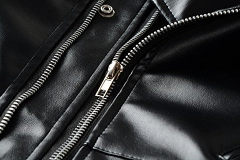 New Mens Causal Belted Design Slim Pu Leather Biker Zipper Jacket Coat - Gasbike.net
