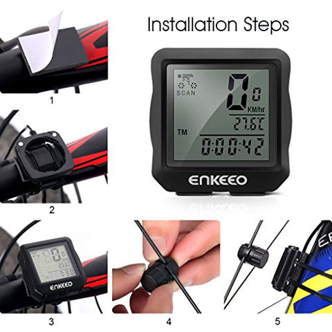 Enkeeo Wired Bike Computer Bicycle Speedometer Bike Odometer with Backlit Display, Current/AVS/MAX Speed Tracking, Auto ON/OFF, Stopwatch Multifunction for Cyling - Gasbike.net