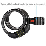 Bike Lock Cable, UShake 6-Feet Bike Cable Basic Self Coiling Resettable Combination Cable Bike Locks with Complimentary Mounting Bracket, 6 Feet x 1/2 Inch - Gasbike.net