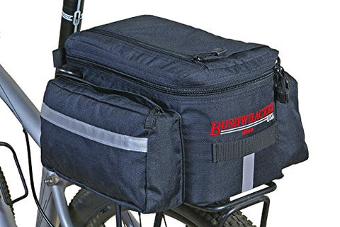Bushwhacker® Mesa Trunk Bag Black - w/ Rear Light Clip Attachment & Reflective Trim - Bicycle Trunk Bag Cycling Rack Pack Bike Rear Bag - Gasbike.net
