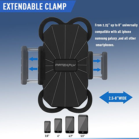 Bike & Motorcycle Cell Phone Mount - Patekfly Bike Mount For iPhone 7 (5, 6s 6Plus, 7Plus,8,8Plus), Samsung Galaxy or any Smartphone & GPS - Universal Mountain & Road Bicycle Handlebar Cradle Holder. - Gasbike.net
