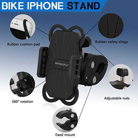 Bike & Motorcycle Cell Phone Mount - Patekfly Bike Mount For iPhone 7 (5, 6s 6Plus, 7Plus,8,8Plus), Samsung Galaxy or any Smartphone & GPS - Universal Mountain & Road Bicycle Handlebar Cradle Holder. - Gasbike.net