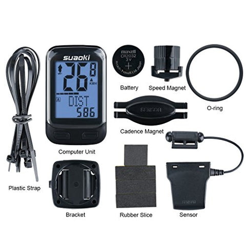 Suaoki Wireless 2.4GHz Transmission Bike Cycling Computer with Cadence Sensor Bicycle Speedometer Odometer Track Calories User A/B Backlight Water Resistant etc 22 Function - Gasbike.net