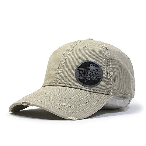 Plain Washed Cotton Twill Distressed with Heavy Stitching Low Profile Adjustable Baseball Cap - Gasbike.net
