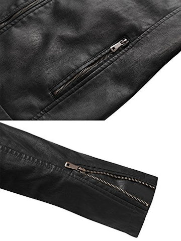 Wantdo Men's Vintage Stand Collar Motorcycle Leather Jacket - Gasbike.net