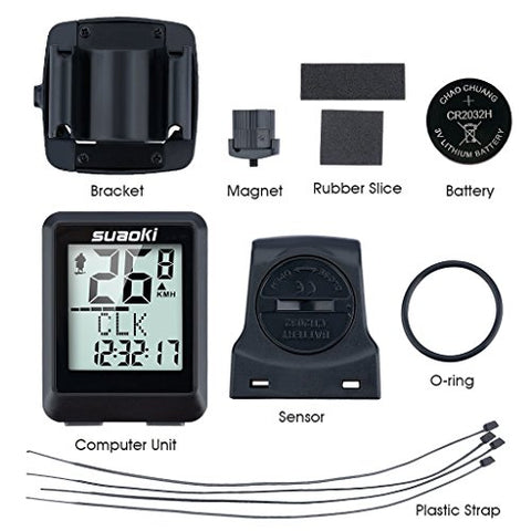Suaoki Wireless Bike Computer Bicycle Speedometer Bike Odometer with LCD Backlight, 5 Language Displays, Auto Power On/Off Systems, Multi Function for Cycling - Gasbike.net