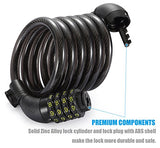 Bike Lock Cable, UShake 6-Feet Bike Cable Basic Self Coiling Resettable Combination Cable Bike Locks with Complimentary Mounting Bracket, 6 Feet x 1/2 Inch - Gasbike.net