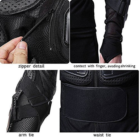 Webetop Mens Mesh Motorcycle Protective Jacket With Armor Full Body Spine Chest Shoulder Arm Protector Gear for Motorbike Motorcross Racing MTB Black M - Gasbike.net