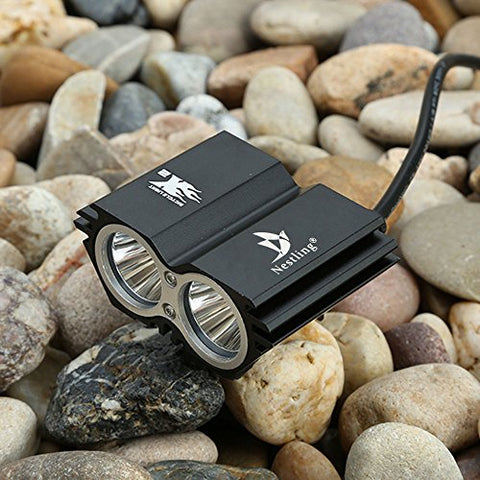 Nestling X2 CREE XM-L U2 LED Rechargeable Waterproof 2000Lm Black Bicycle Bike light headlamp + 1x Free 5 LED tail light with Install Holder + Charger Battery - Gasbike.net