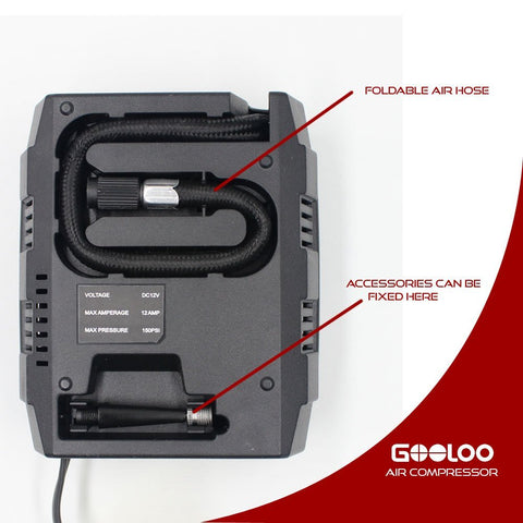 GOOLOO 12V DC Electric Portable Air Compressor Pump, 150 PSI Digital Tire Inflator with Tire Pressure Monitor and Preset for Car, Truck, Bicycle, RV and Other Inflatables - Gasbike.net
