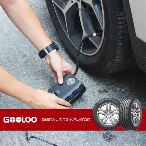GOOLOO 12V DC Electric Portable Air Compressor Pump, 150 PSI Digital Tire Inflator with Tire Pressure Monitor and Preset for Car, Truck, Bicycle, RV and Other Inflatables - Gasbike.net