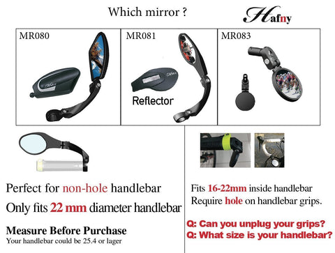 Hafny Handlebar Bike Mirror, Stainless Steel Lens,Safe Rearview Mirror, HF-MR080 - Gasbike.net