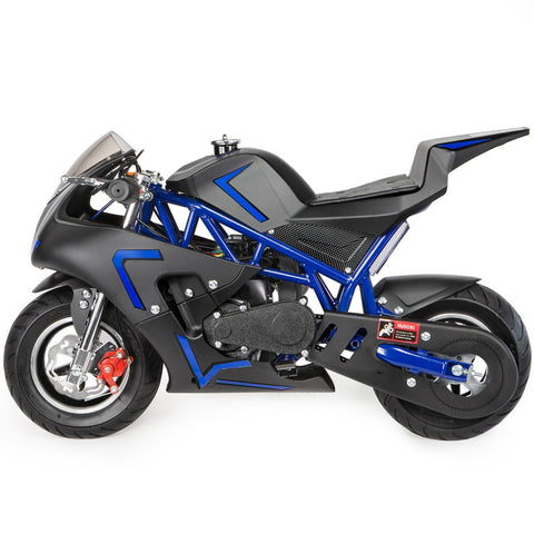 XtremepowerUS 40CC 4-Stroke Gas Power Mini Pocket Motorcycle Ride-on, Blue/Black, EPA Certificated - Gasbike.net