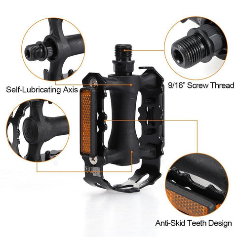 fitTek Bike Pedals, Universal Bicycle Pedals, 9/16-Inch Boron Steel Spindle & Metal Bike Pedals ( Pair Pedals) - Gasbike.net