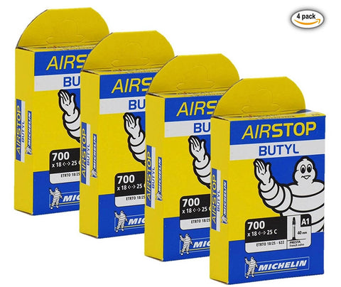 Michelin Airstop PRESTA Valve 700 x 18-25C 40mm Bicycle Tube - 4 PACK - NEW IN BOX - Gasbike.net