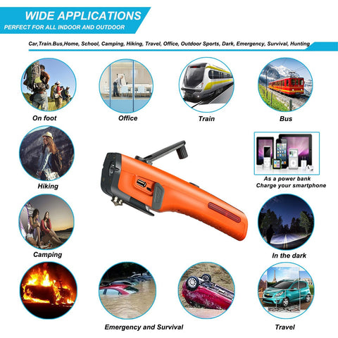 Emergency Tool Kit with LED Flashlight & USB Charger 7-in-1 Rescue Tool Vehicle Emergency Escape Tool with Window Breaker & Seat Belt Cutter Car Safety Hammer for Roadside / Automotive Emergency Kit - Gasbike.net