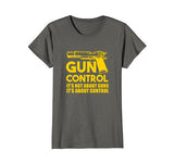 Not About Guns About Control Shirt - Anti Gun Control GOLD - Gasbike.net