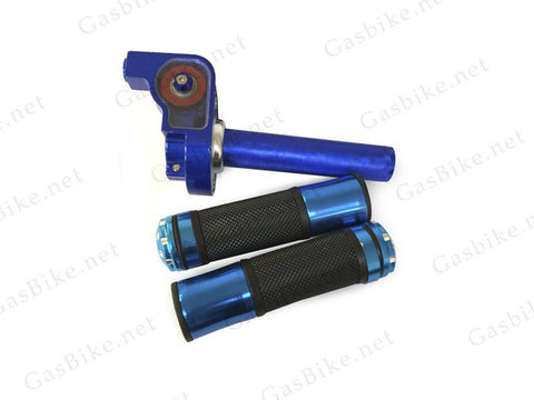 Aluminum Throttle Handle Set - Blue - Gasbike.net