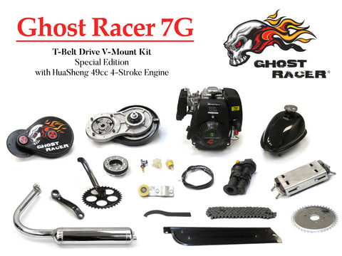 Ghost Racer 7G T-Belt Drive V-Mount Engine Kit Special Edition With HuaSheng 49cc 4-Stroke - Gasbike.net