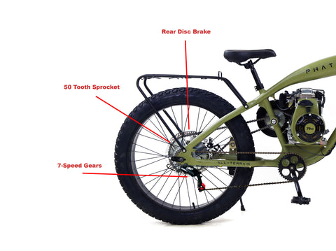 PHATMOTO™ ALL TERRAIN Fat Tire 2023 - 79cc Motorized Bicycle 7-Speed (Matte Graphite) - Gasbike.net