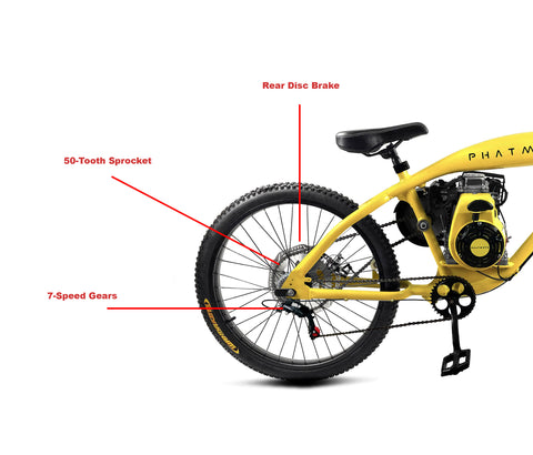PHATMOTO™ Rover 2023 - 79cc Motorized Bicycle 7-Speed (Matte Black) - Gasbike.net